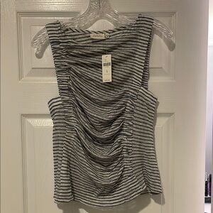 Anthropology Deletta Blue and White Ruched Tank Top